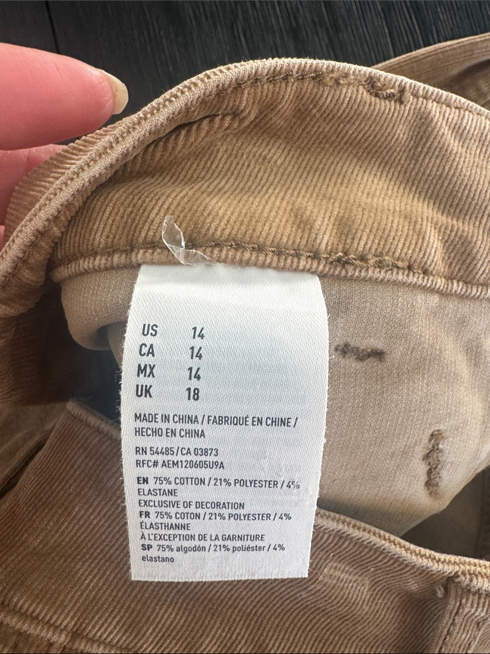 American Eagle Super Stretch X4 Corduroy Mini Skirt Tan Button Front Utility 14 - Picture 8 of 12